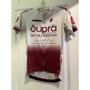 Hincapie Men’s Small Burgundy And White Supra Full Zip Cycling Jersey 3 Pockets